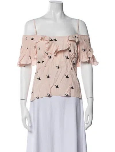 Pre-owned Mcq By Alexander Mcqueen Graphic Print Off-the-shoulder Top W/ Tags In Pink