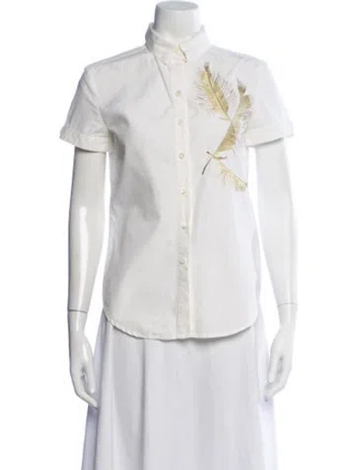 Pre-owned Mcq By Alexander Mcqueen Graphic Print Short Sleeve Button-up Top In Neutral