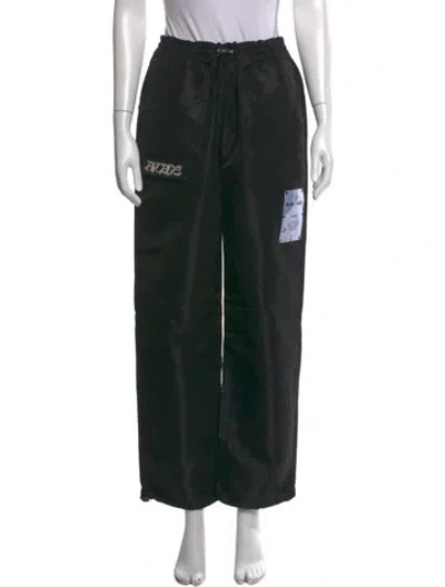 Pre-owned Mcq By Alexander Mcqueen Graphic Print Wide Leg Pants In Black