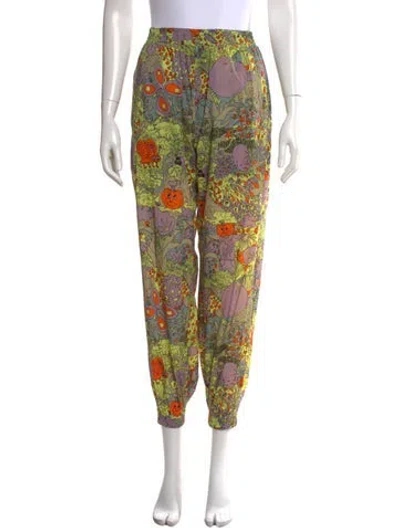 Pre-owned Mcq By Alexander Mcqueen Graphic Print Wide Leg Pants In Green