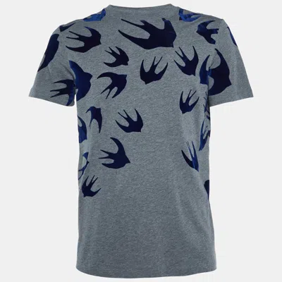 Pre-owned Mcq By Alexander Mcqueen Grey Swallow Print Cotton T-shirt M