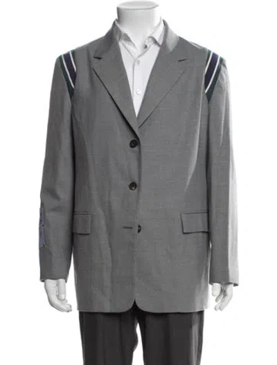 Pre-owned Mcq By Alexander Mcqueen Grosgrain Trim Blazer W/ Tags In Grey