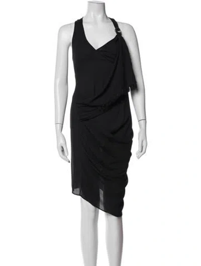 Pre-owned Mcq By Alexander Mcqueen Halterneck Knee-length Dress W/ Tags In Black