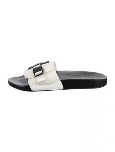 Pre-owned Mcq By Alexander Mcqueen Icon Zero Infinity Leather Slides W/ Tags In Silver