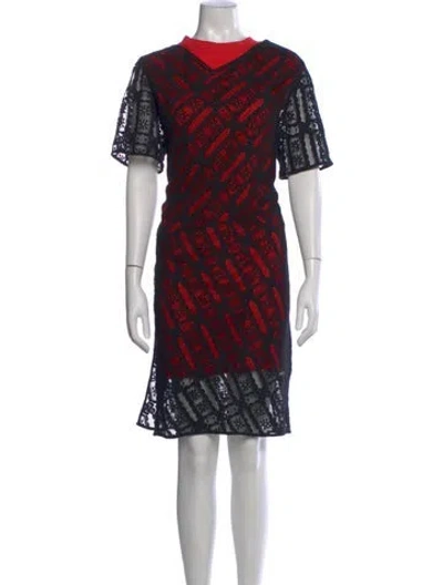 Pre-owned Mcq By Alexander Mcqueen Lace Pattern Knee-length Dress In Black