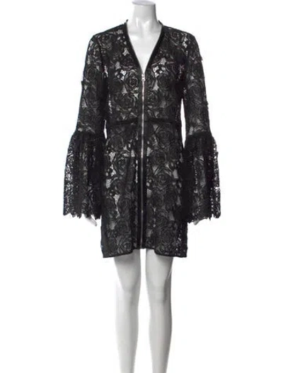 Pre-owned Mcq By Alexander Mcqueen Lace Pattern Mini Dress In Black