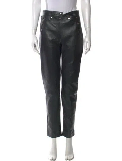 Pre-owned Mcq By Alexander Mcqueen Lamb Leather Straight Leg Pants In Black