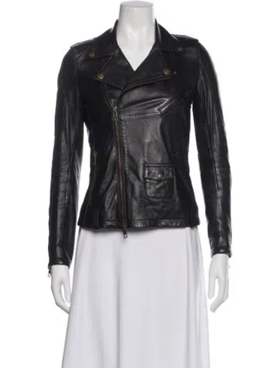 Pre-owned Mcq By Alexander Mcqueen Leather Biker Jacket In Black