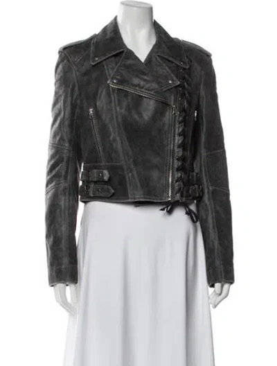 Pre-owned Mcq By Alexander Mcqueen Leather Biker Jacket In Black