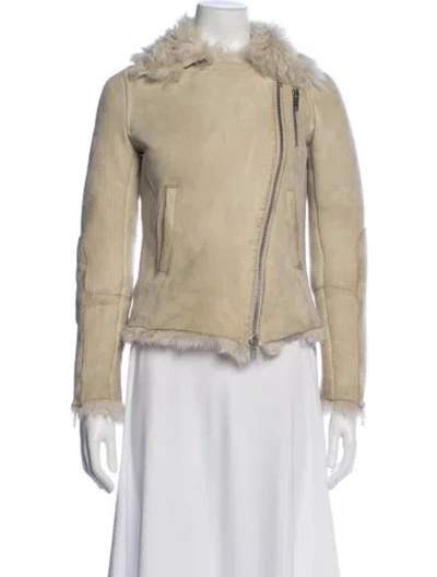 Pre-owned Mcq By Alexander Mcqueen Leather Biker Jacket In Neutral
