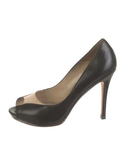 Pre-owned Mcq By Alexander Mcqueen Leather Cutout Accent Pumps In Black