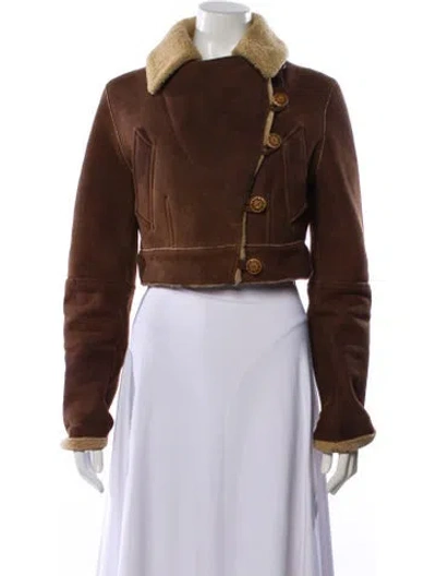 Pre-owned Mcq By Alexander Mcqueen Leather Denim Jacket In Brown