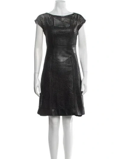 Pre-owned Mcq By Alexander Mcqueen Leather Knee-length Dress In Black