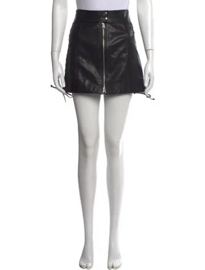 Pre-owned Mcq By Alexander Mcqueen Leather Mini Skirt In Black