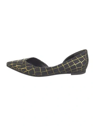 Pre-owned Mcq By Alexander Mcqueen Leather Striped D'orsay Flats In Black