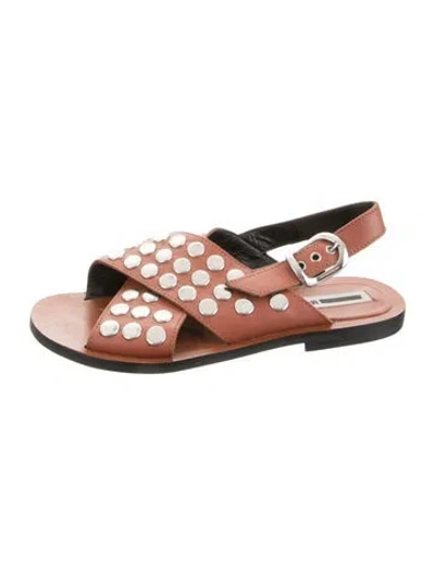 Pre-owned Mcq By Alexander Mcqueen Leather Studded Accents Sandals In Brown