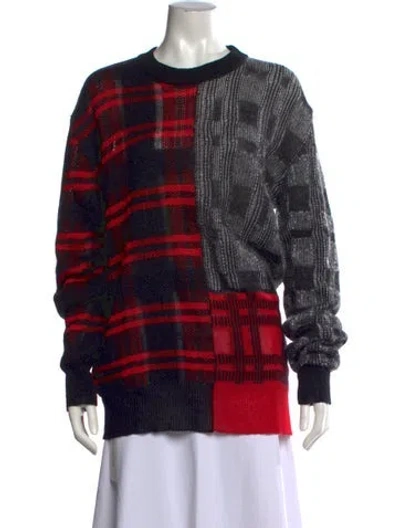 Pre-owned Mcq By Alexander Mcqueen Linen Plaid Print Sweater W/ Tags In Red