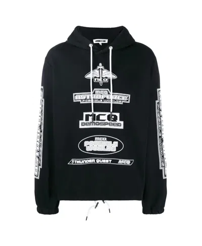 Mcq By Alexander Mcqueen Logo Pattern Printed Hooded Sweater In Black