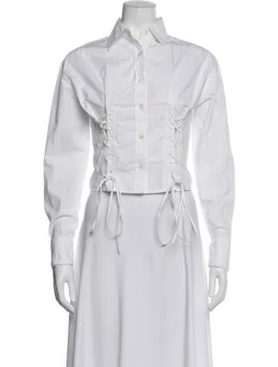 Pre-owned Mcq By Alexander Mcqueen Long Sleeve Button-up Top In White