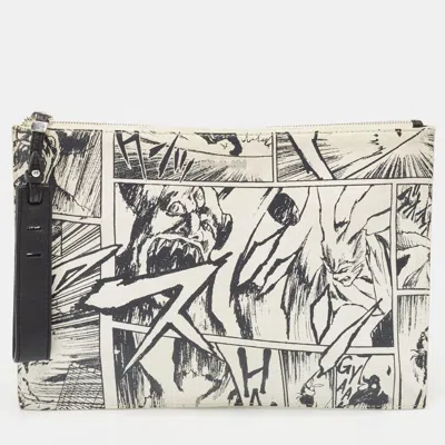 Mcq By Alexander Mcqueen Manga Print Leather Zip Pouch In White