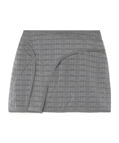 Mcq By Alexander Mcqueen Matelassé Checked Shell Mini Wrap Skirt In Gray