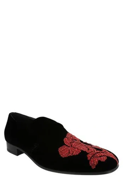 Mcq By Alexander Mcqueen Mcq Beaded Orchid Velvet Loafer In Black