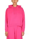 Mcq By Alexander Mcqueen Knitwear Hoodie With Drawstring And Embossed Pattern In Pink