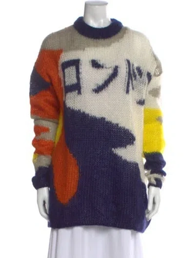 Pre-owned Mcq By Alexander Mcqueen Mohair Graphic Print Sweater In Blue