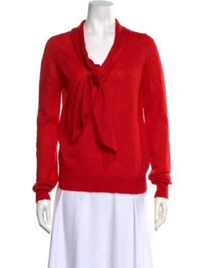 Pre-owned Mcq By Alexander Mcqueen Mohair Scoop Neck Top In Red