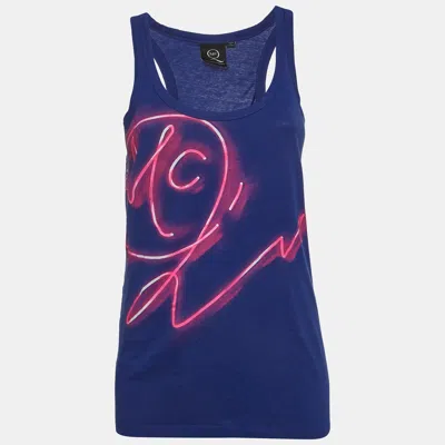 Pre-owned Mcq By Alexander Mcqueen Navy Blue Printed Cotton Tank Top M