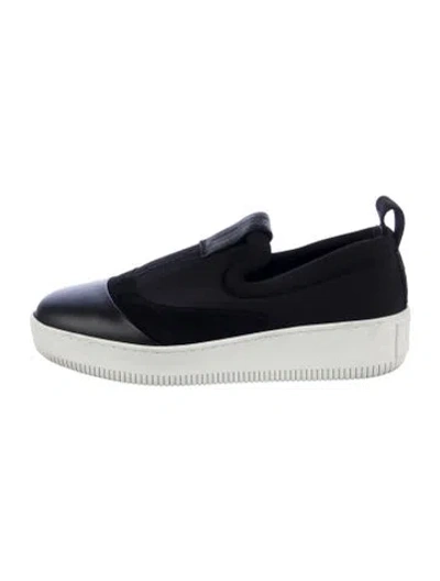 Pre-owned Mcq By Alexander Mcqueen Neoprene Leather Trim Embellishment Sneakers In Black