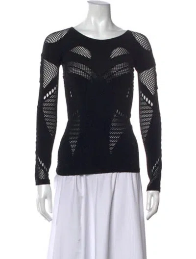 Pre-owned Mcq By Alexander Mcqueen Patterned Crew Neck Top In Black