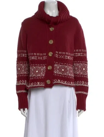 Pre-owned Mcq By Alexander Mcqueen Patterned Open Front Sweater In Red