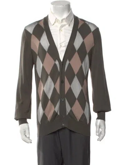 Pre-owned Mcq By Alexander Mcqueen Patterned V-neck Cardigan In Green