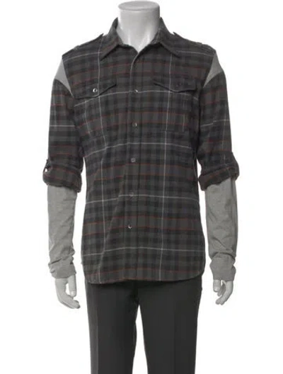 Pre-owned Mcq By Alexander Mcqueen Plaid Print Long Sleeve Western Shirt In Red