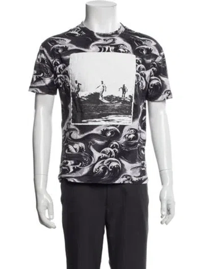 Pre-owned Mcq By Alexander Mcqueen Printed Crew Neck T-shirt In Black