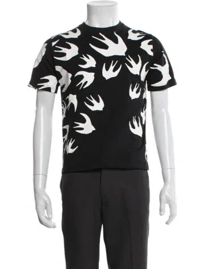 Pre-owned Mcq By Alexander Mcqueen Printed Crew Neck T-shirt In Black