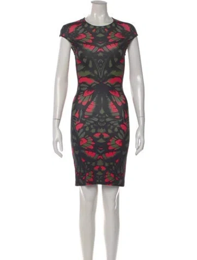 Pre-owned Mcq By Alexander Mcqueen Printed Knee-length Dress In Black