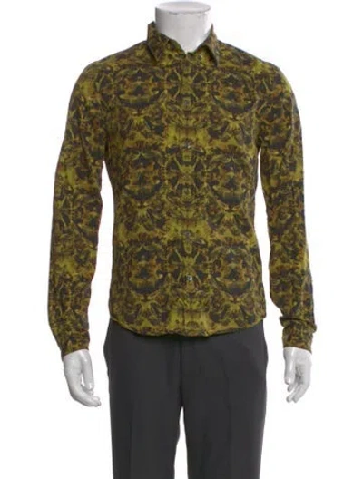 Pre-owned Mcq By Alexander Mcqueen Printed Long Sleeve Shirt In Green