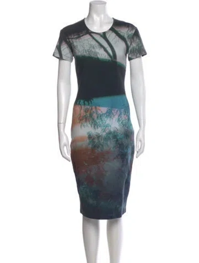 Pre-owned Mcq By Alexander Mcqueen Printed Midi Length Dress In Blue