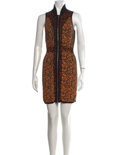 Pre-owned Mcq By Alexander Mcqueen Printed Mini Dress In Black/orange