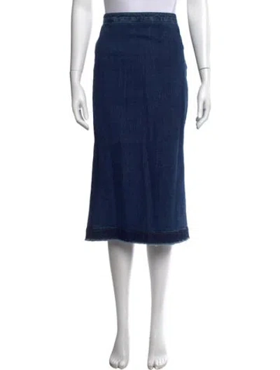 Pre-owned Mcq By Alexander Mcqueen Raw-edge Trim Midi Length Skirt In Blue