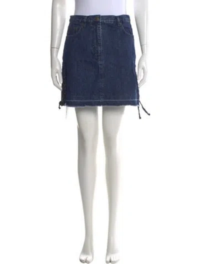 Pre-owned Mcq By Alexander Mcqueen Raw-edge Trim Mini Skirt In Blue