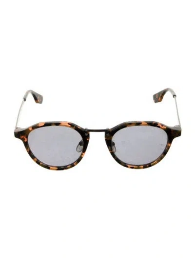 Pre-owned Mcq By Alexander Mcqueen Round Mirrored Sunglasses In Black