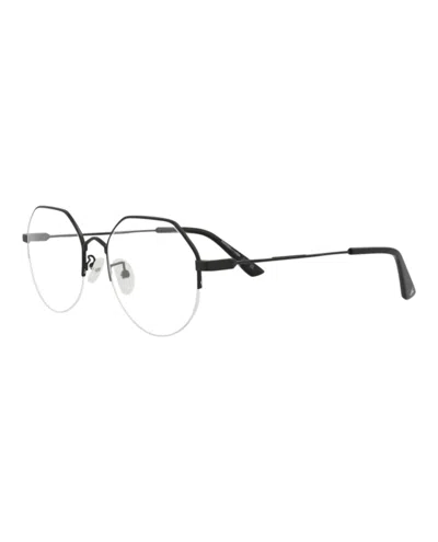 Pre-owned Mcq By Alexander Mcqueen Round Oval Optical Frames In Black Black Transparent (mq0216oa/30007538/001)