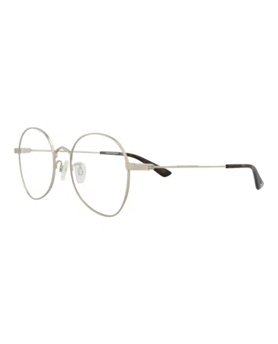 Pre-owned Mcq By Alexander Mcqueen Round Oval Optical Frames In Silver Silver Transparent (mq0290o/30009188/003)