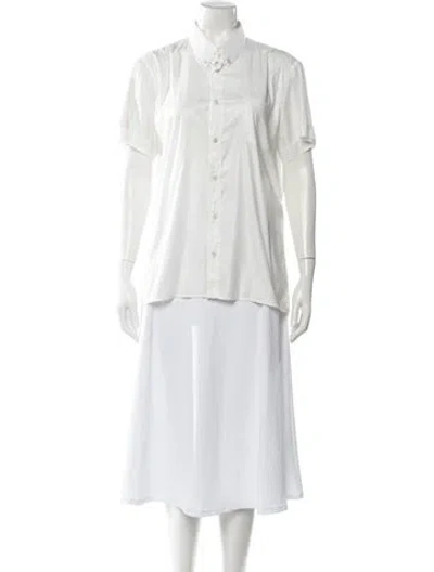 Pre-owned Mcq By Alexander Mcqueen Short Sleeve Button-up Top In White