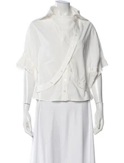 Pre-owned Mcq By Alexander Mcqueen Short Sleeve Button-up Top In White