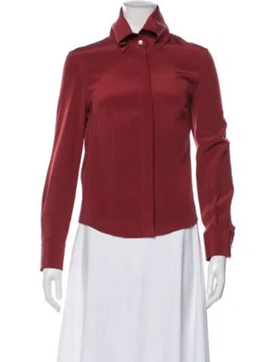 Pre-owned Mcq By Alexander Mcqueen Silk Long Sleeve Top In Red