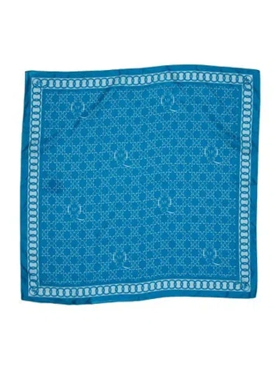 Pre-owned Mcq By Alexander Mcqueen Silk Printed Scarf In Blue
